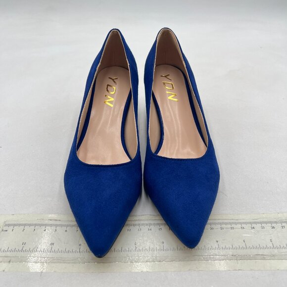 YDN Royal Blue Suede Kitten Heel Pumps Pointed Toe Dress Shoes for Office Lady - Picture 2 of 9